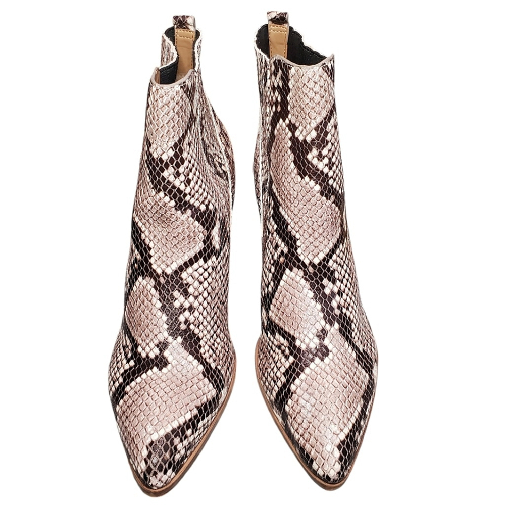 Marc Fisher Ankle Boots Alva 2 Snakeskin Cowgirl Western Leather Pointed Toe 9.5 - Picture 2 of 10